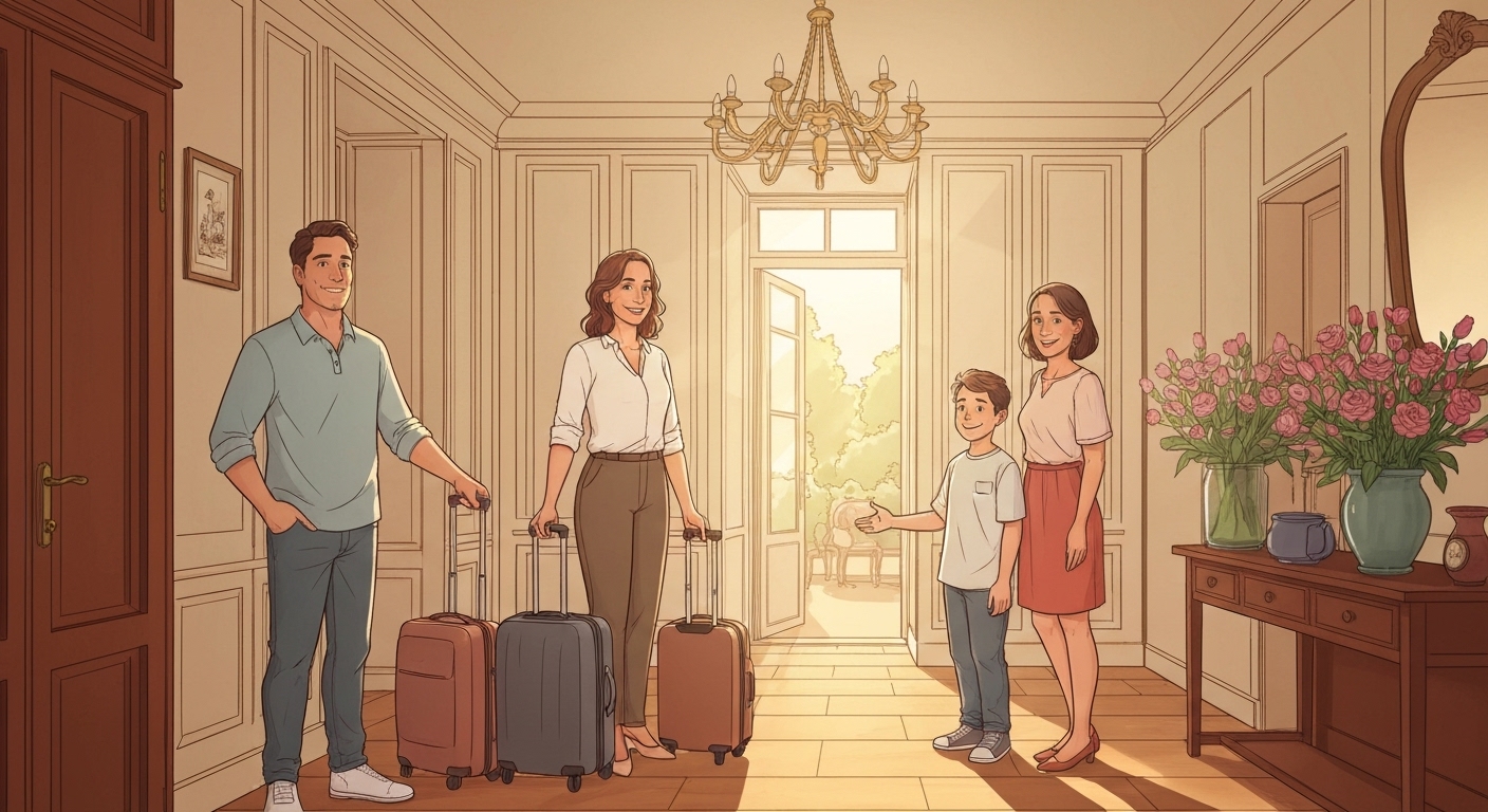 Famille exploitant un château en hôtel de charme accueillant des clients