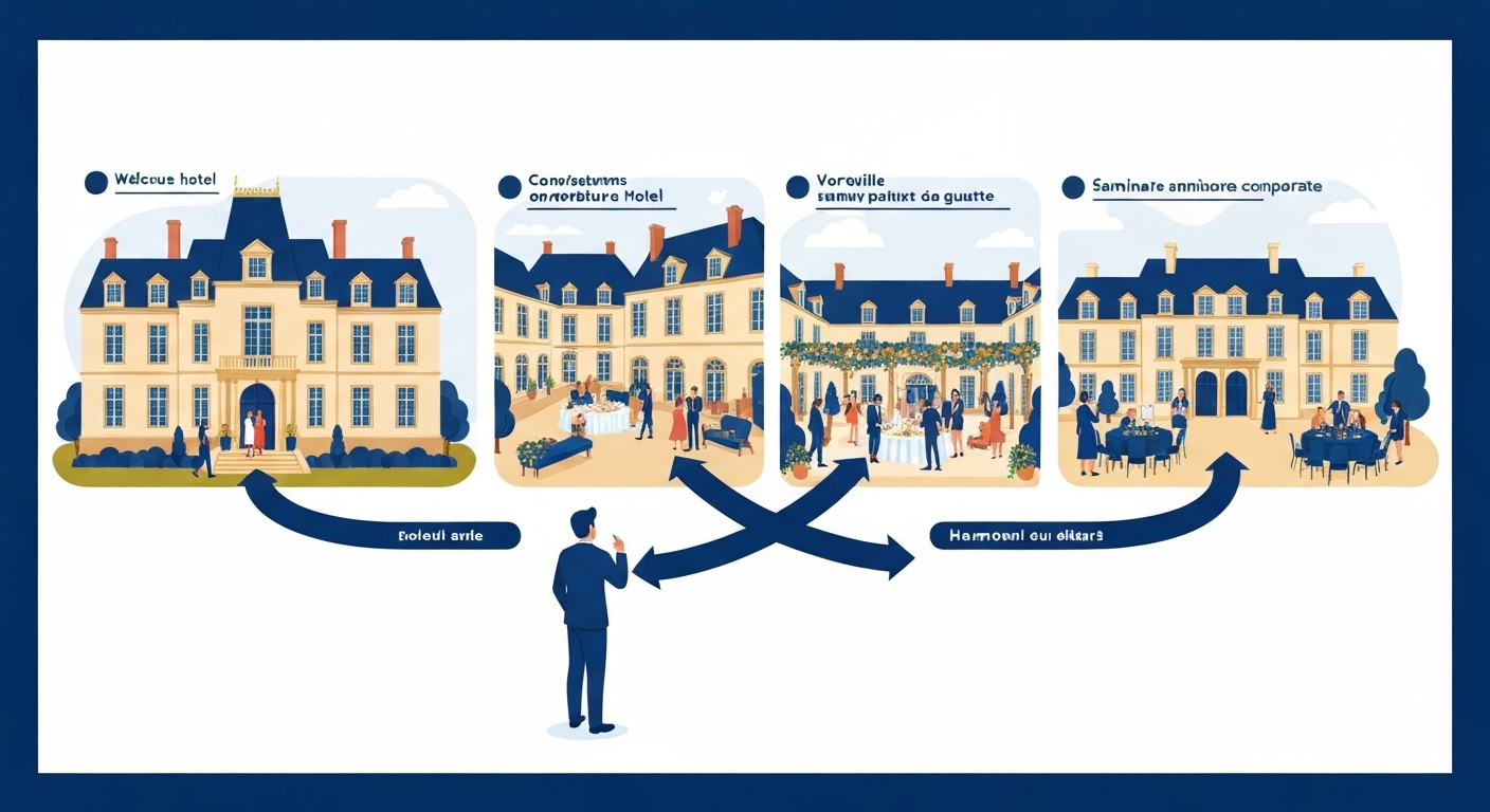 Schéma business models exploitation château hôtellerie événementiel