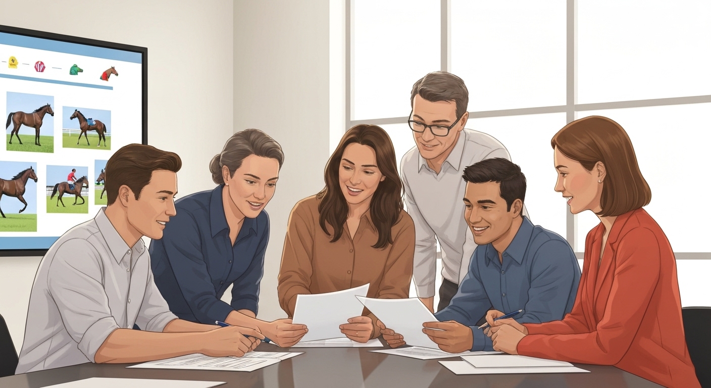 Groupe de copropriétaires de cheval de course