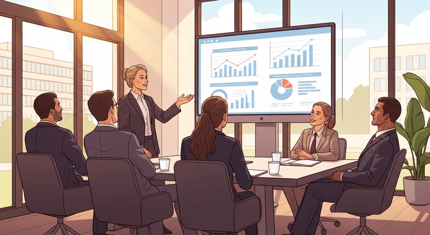 Conseiller financier français présentant les opportunités d'investissement en murs de cliniques à des investisseurs