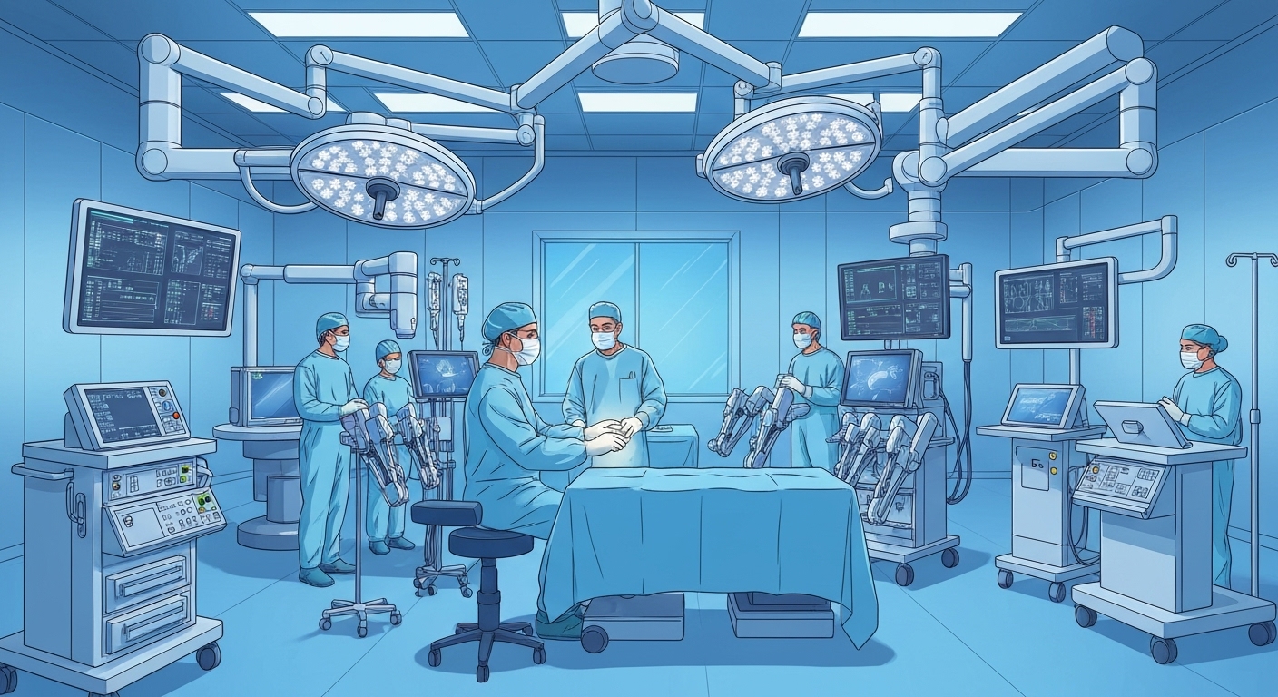 Chirurgien utilisant un équipement médical de pointe dans une clinique privée française moderne