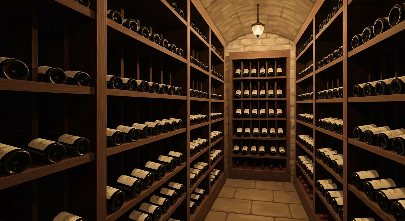 Cave élégante avec Bordeaux et Bourgogne grands crus