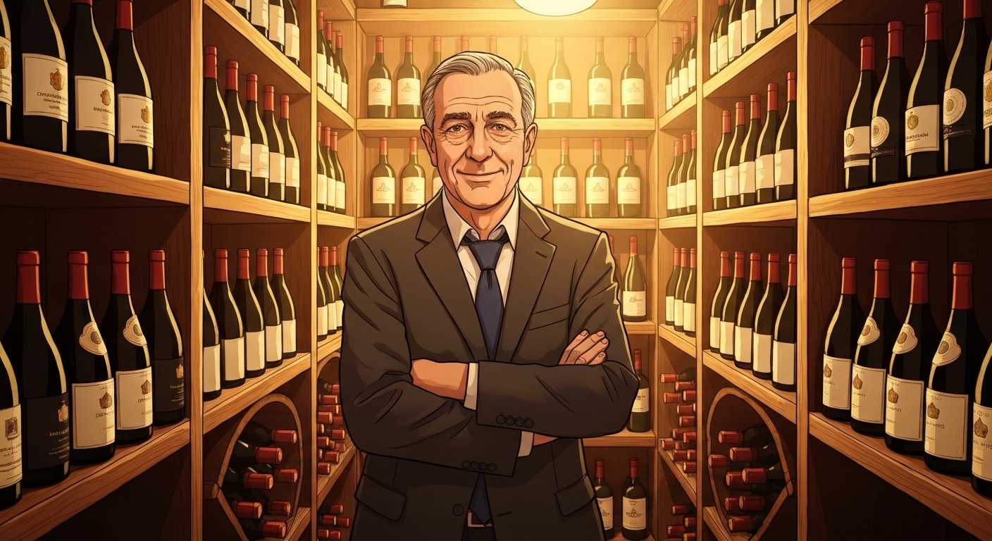 Collectionneur passionné dans sa cave privée