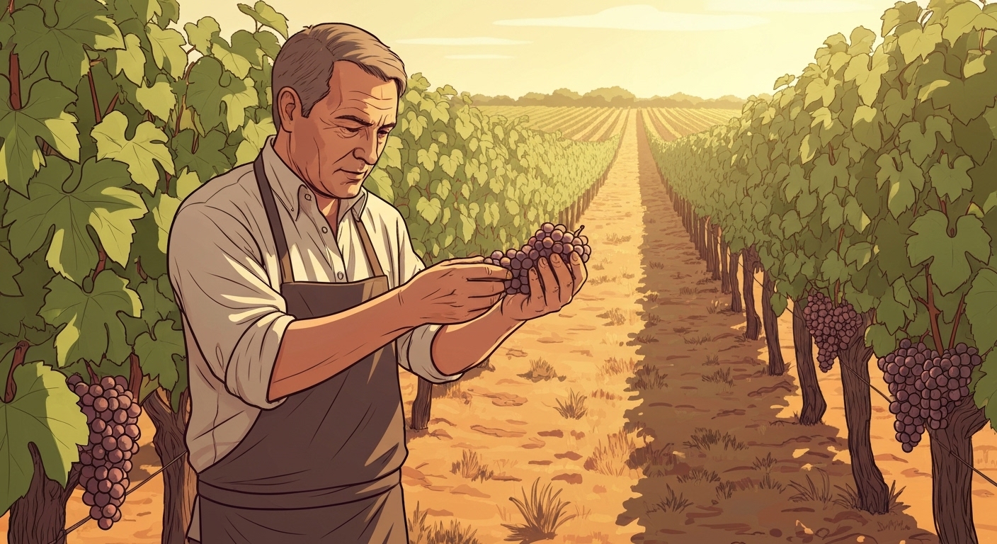 Viticulteur français dans son vignoble