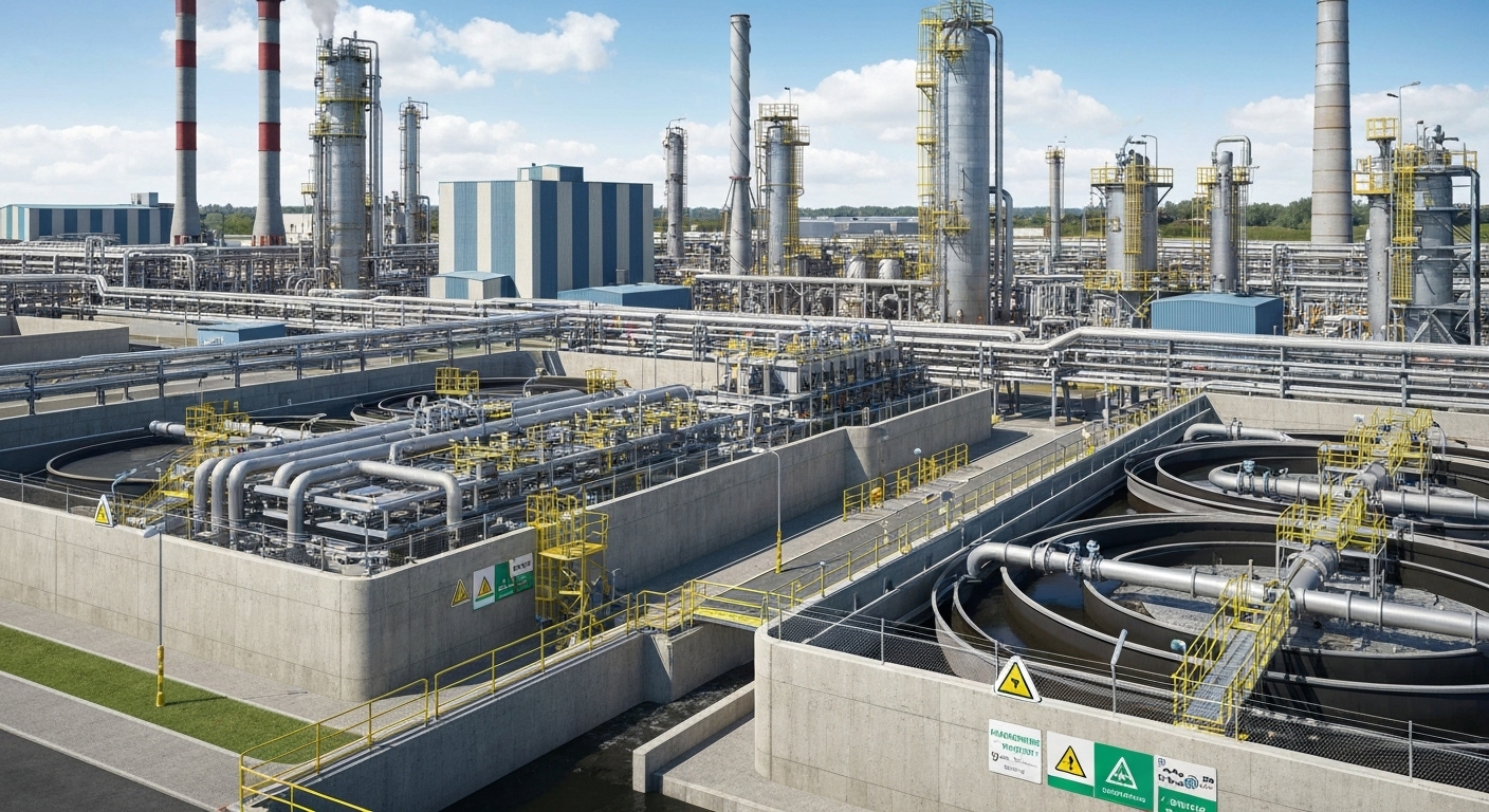 Installation chimique ICPE avec systèmes anti-pollution et traitement effluents