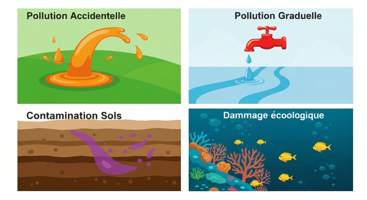 Infographie types de pollution couverts par assurance environnementale