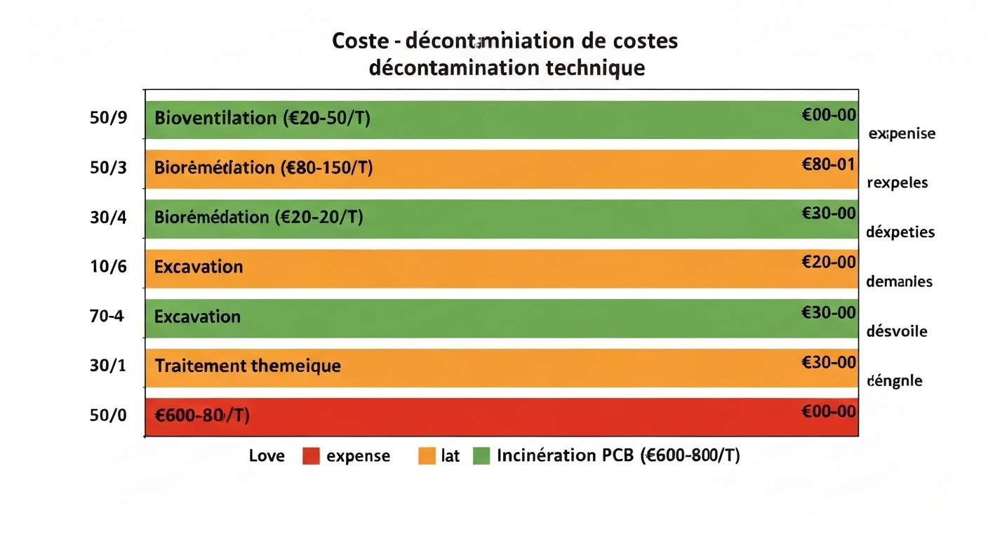 Graphique comparatif des coûts de dépollution par technique