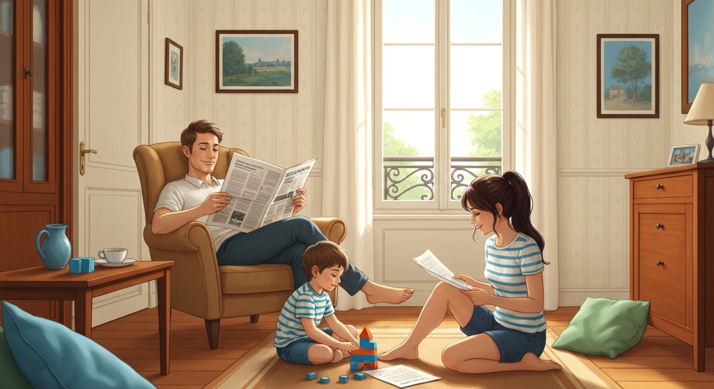 Image: Famille française protégée grâce à l'assurance crédit consommation