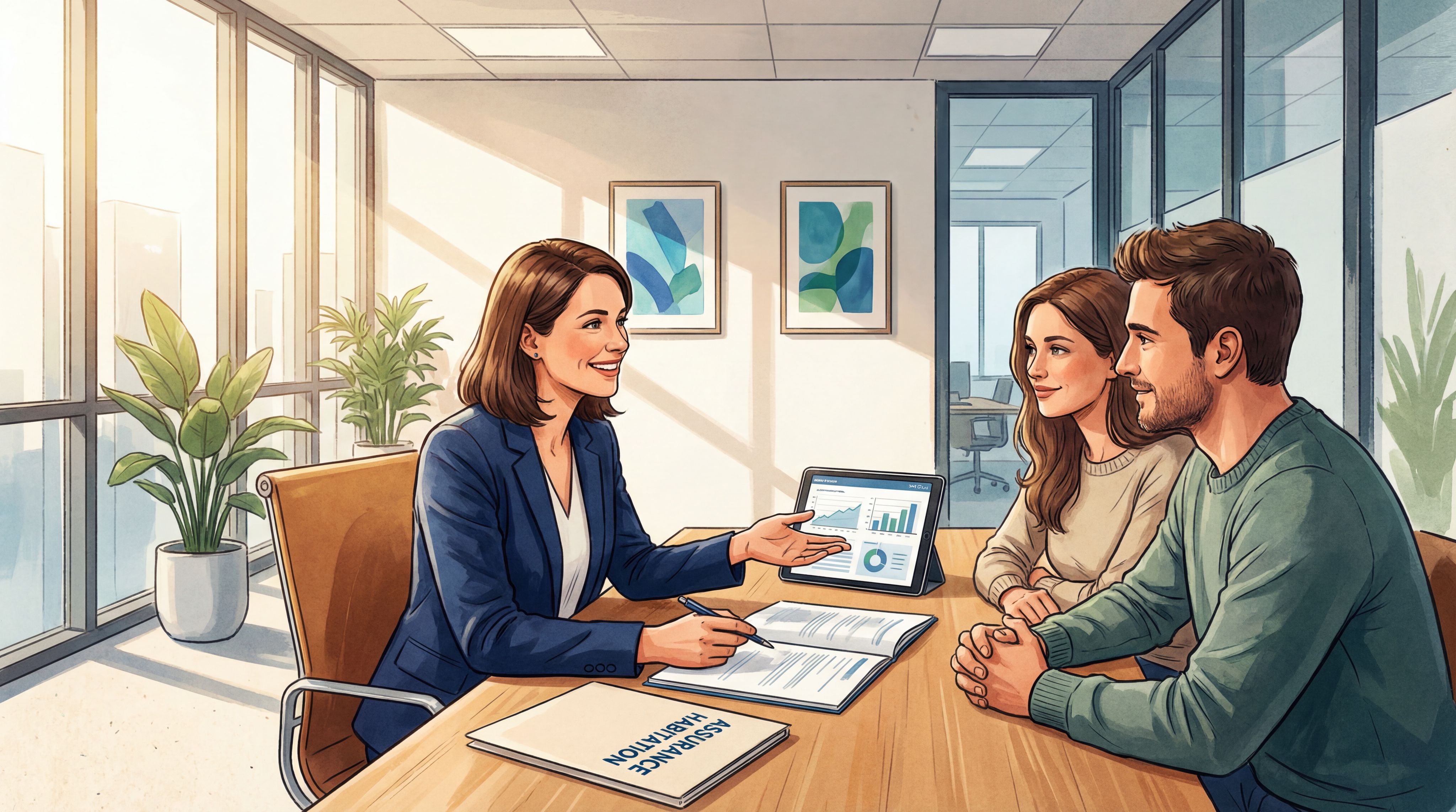 Conseiller France Épargne expliquant l'assurance habitation propriétaire occupant