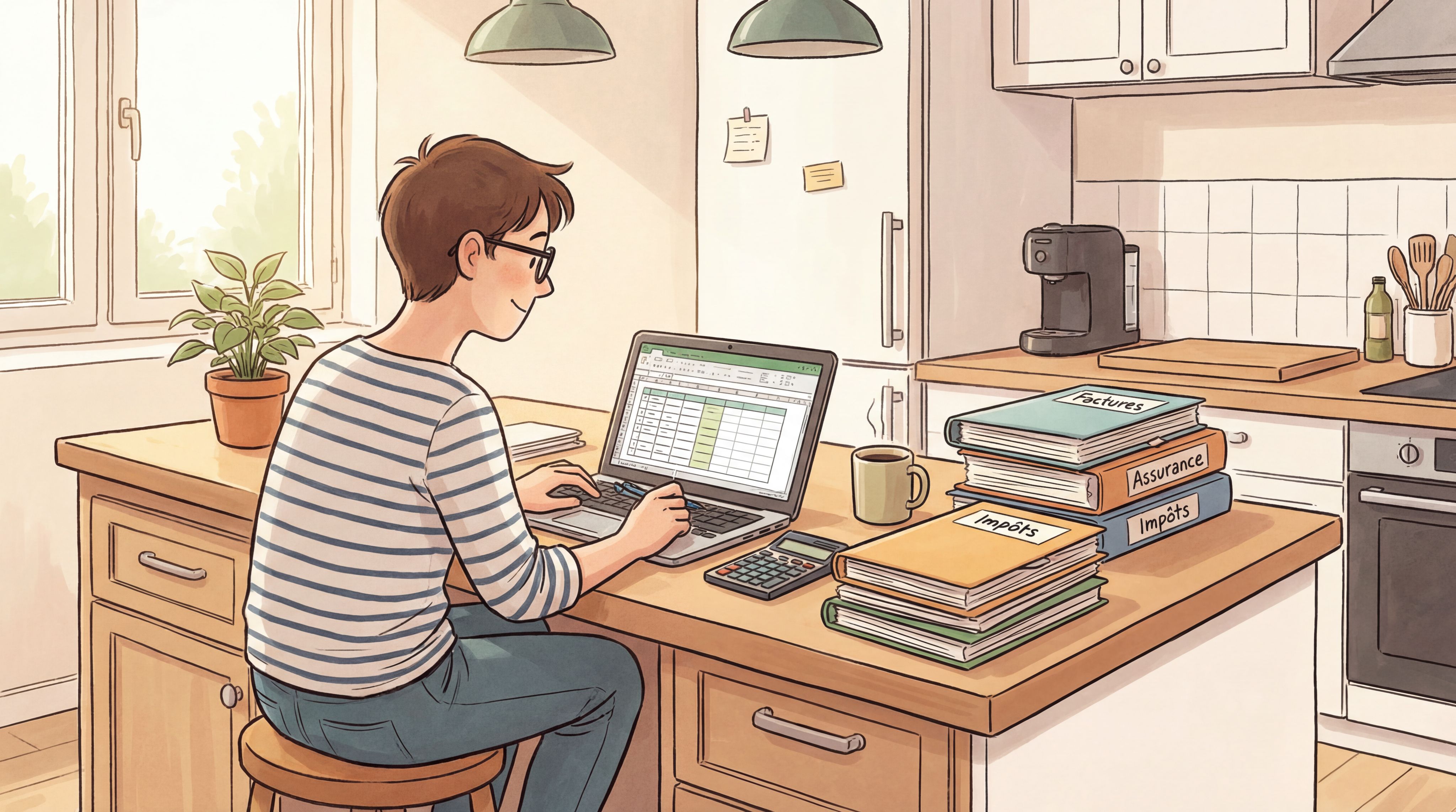 Propriétaire français gérant son budget d'assurance habitation