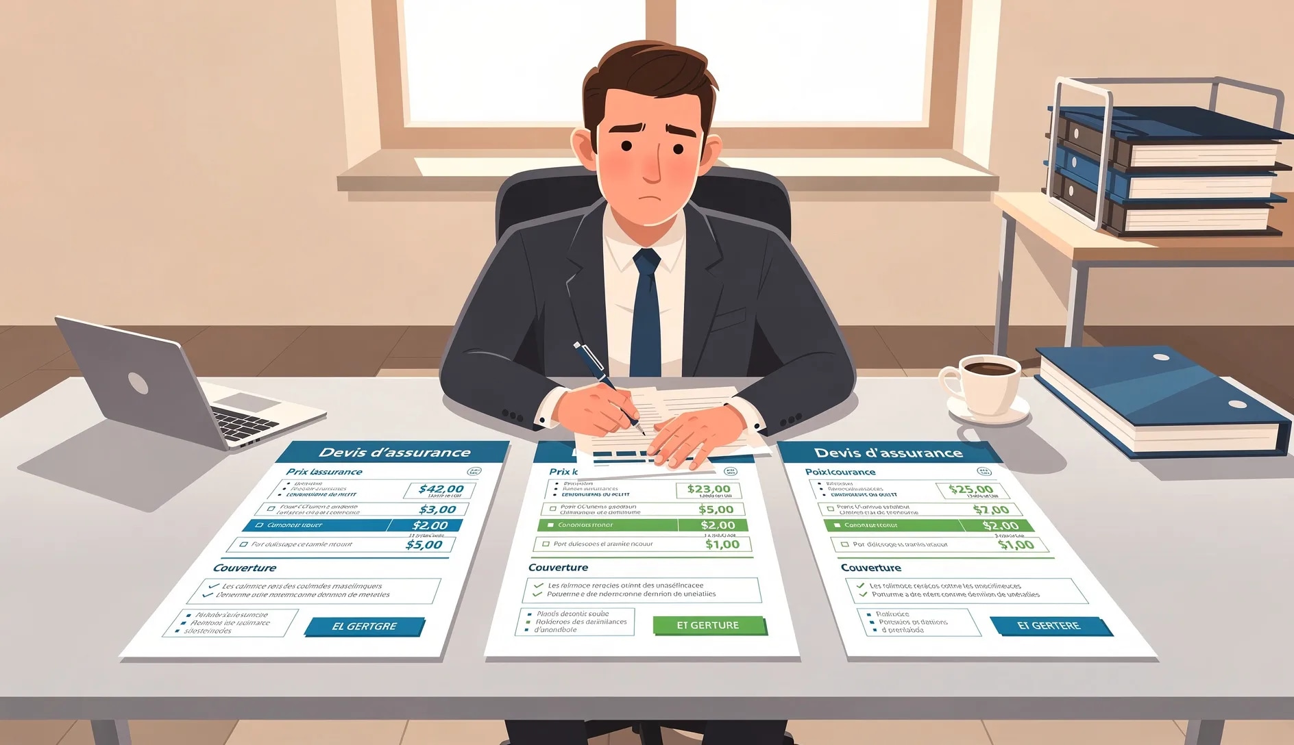 Comparaison de plusieurs devis d'assurance côte à côte