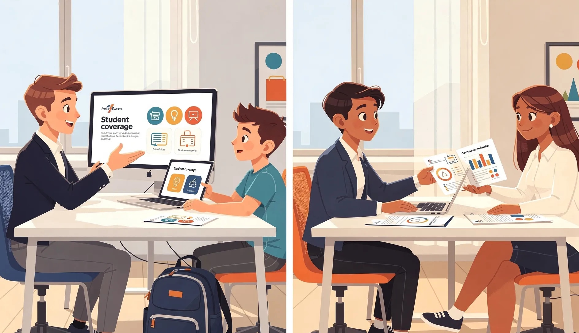 Tableau comparatif infographique des deux formules d'assurance élèves avec garanties et exclusions