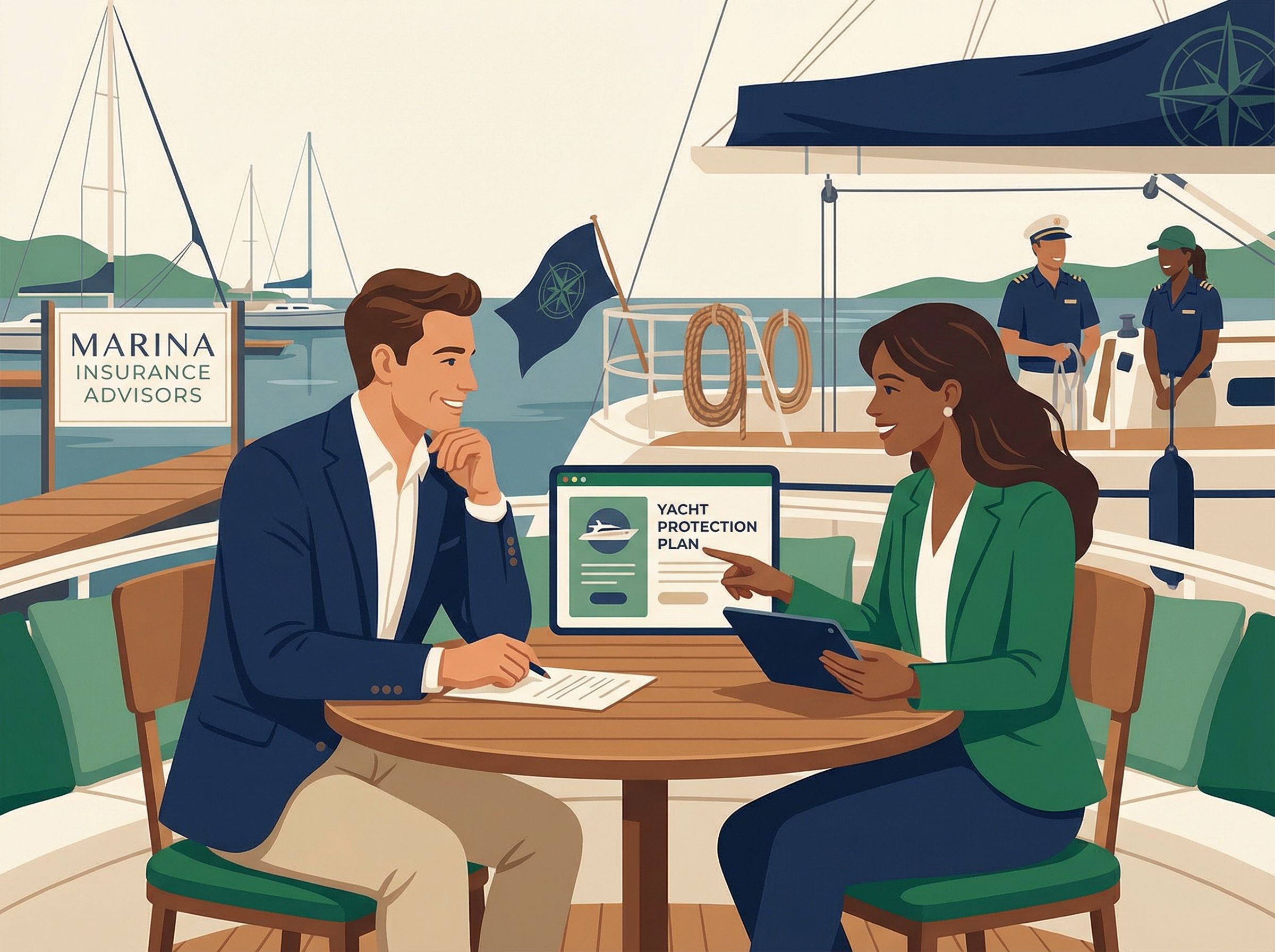 Infographie des types de garanties essentielles pour l'assurance yacht de luxe