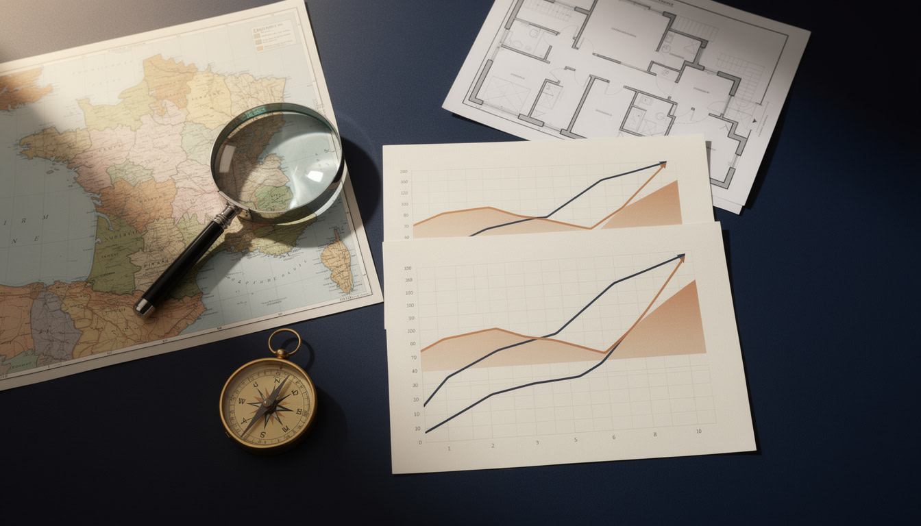 Illustration du concept de baromètre des prix immobiliers en France avec représentation graphique de l'évolution des prix
