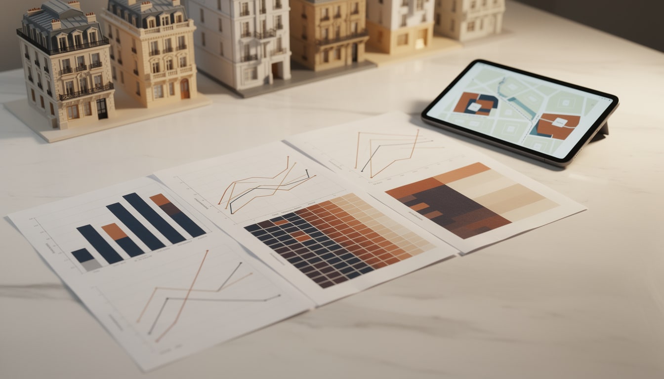 Schéma comparatif des principales sources de données immobilières en France : Notaires INSEE, DVF, Patrim, MeilleursAgents