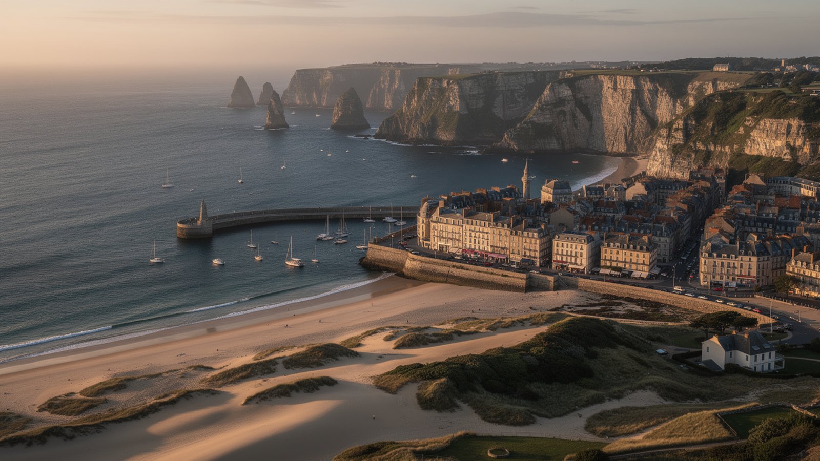 Vue panoramique de la façade atlantique française avec Rennes, Nantes et Bordeaux représentant le marché immobilier du Grand Ouest 2026