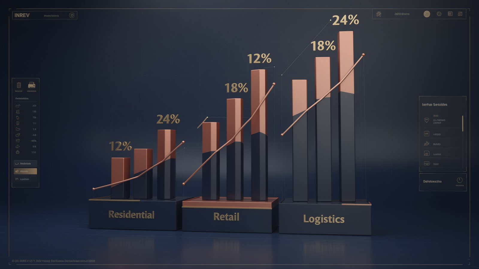 Graphique montrant la performance de l'immobilier institutionnel français par secteur et stratégie en 2025