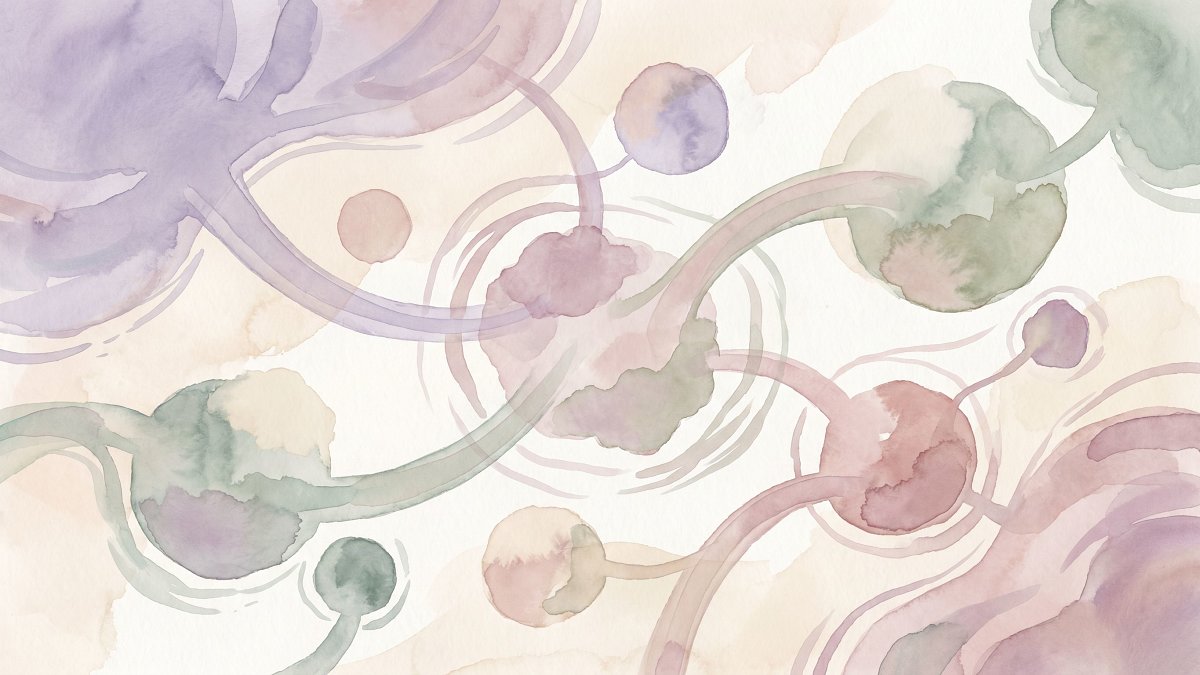 Carte aquarelle symbolique reliant six îlots de couleurs douces, métaphore des sous-domaines des troubles de l'humeur