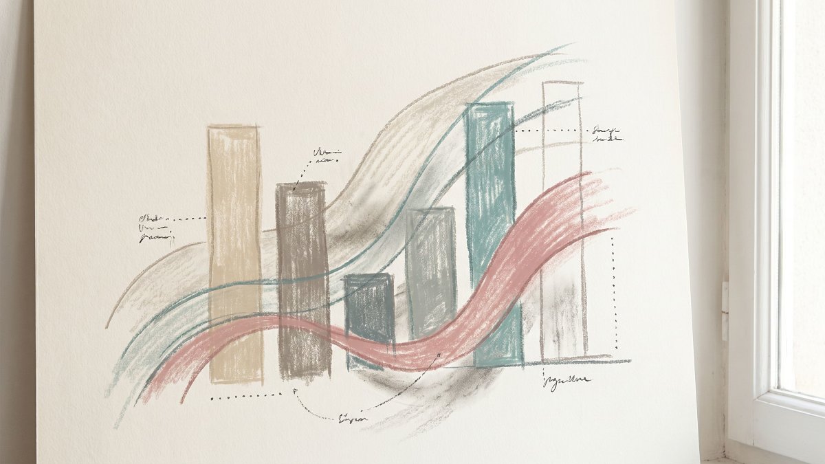 Composition graphique stylisée évoquant des données de santé mentale en France, palette douce et institutionnelle