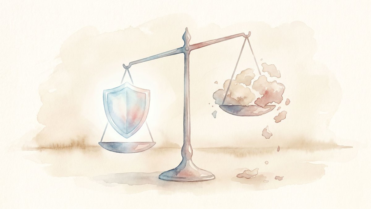 Représentation aquarelle de l'équilibre entre défenses psychiques et expression des émotions