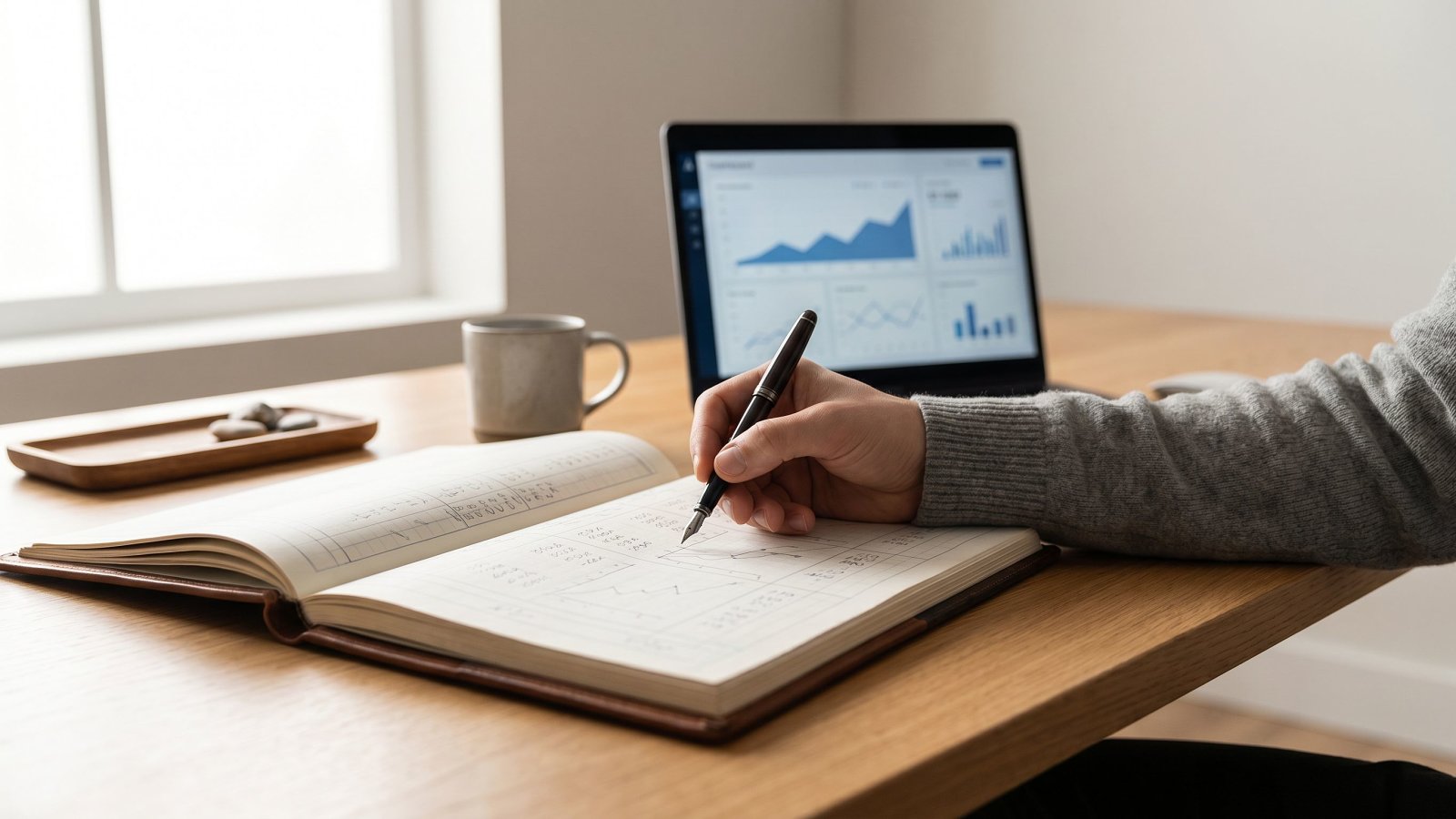 Operator reviewing pricing models and margin benchmarks at a desk