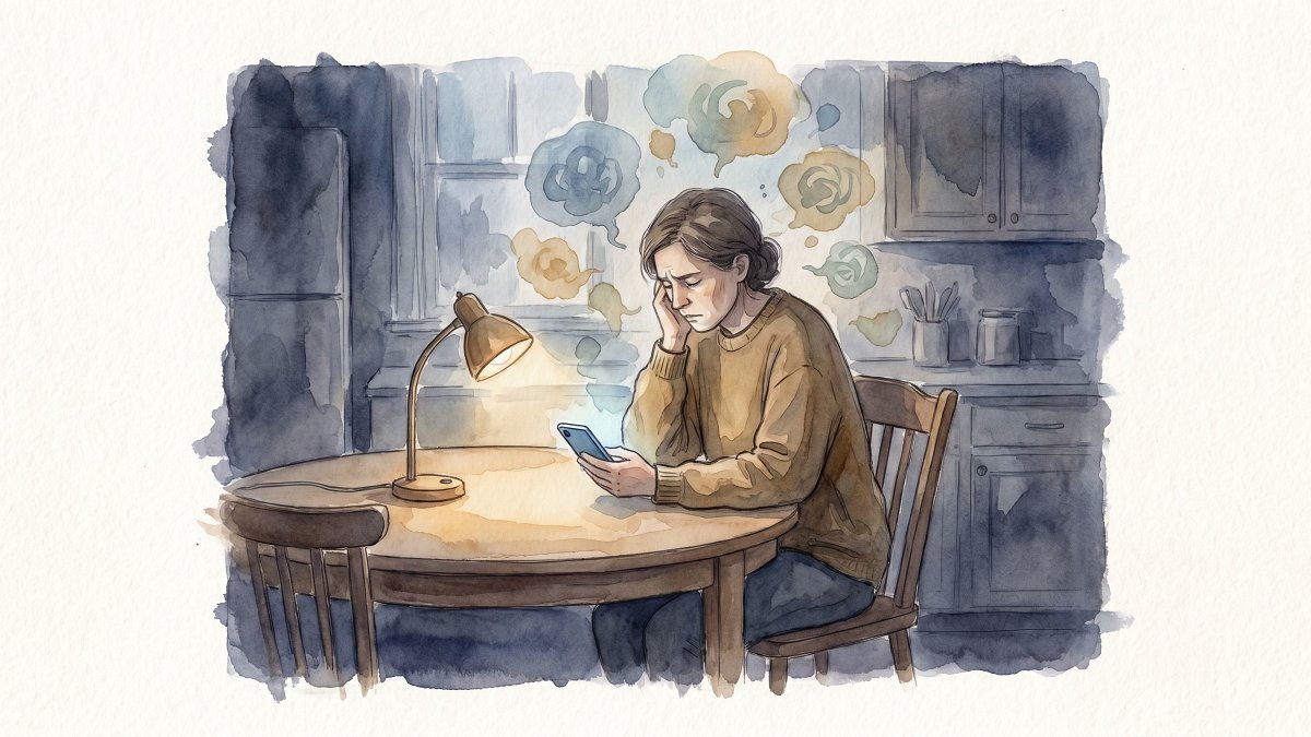 Adulte pensif le soir, ruminations liées au trouble anxieux généralisé