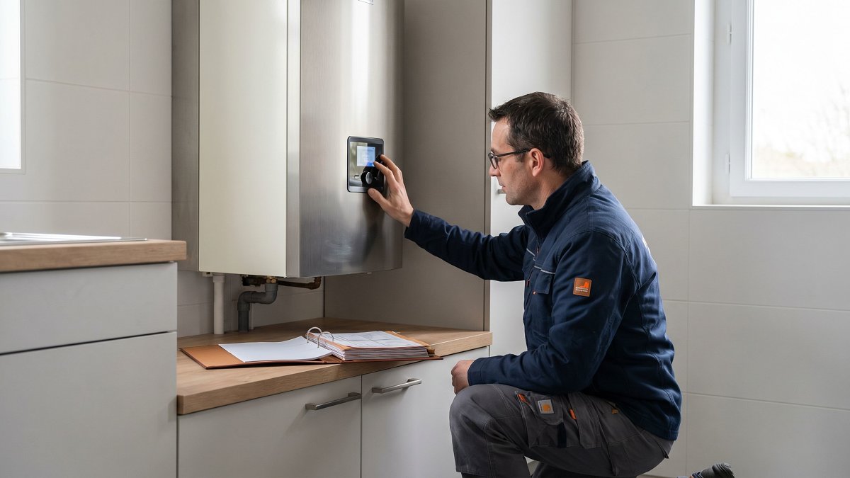 Module intérieur d'une pompe à chaleur géothermique vérifié par un installateur RGE