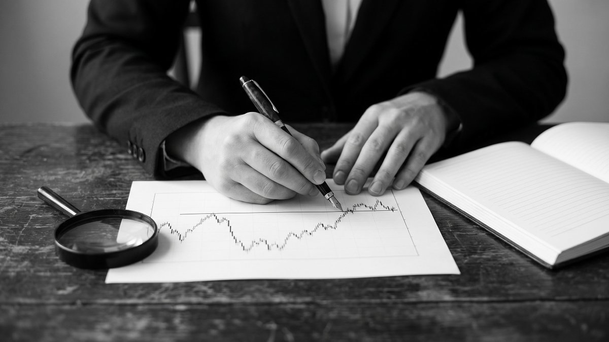 Analyste annotant un graphique avec une barrière de protection