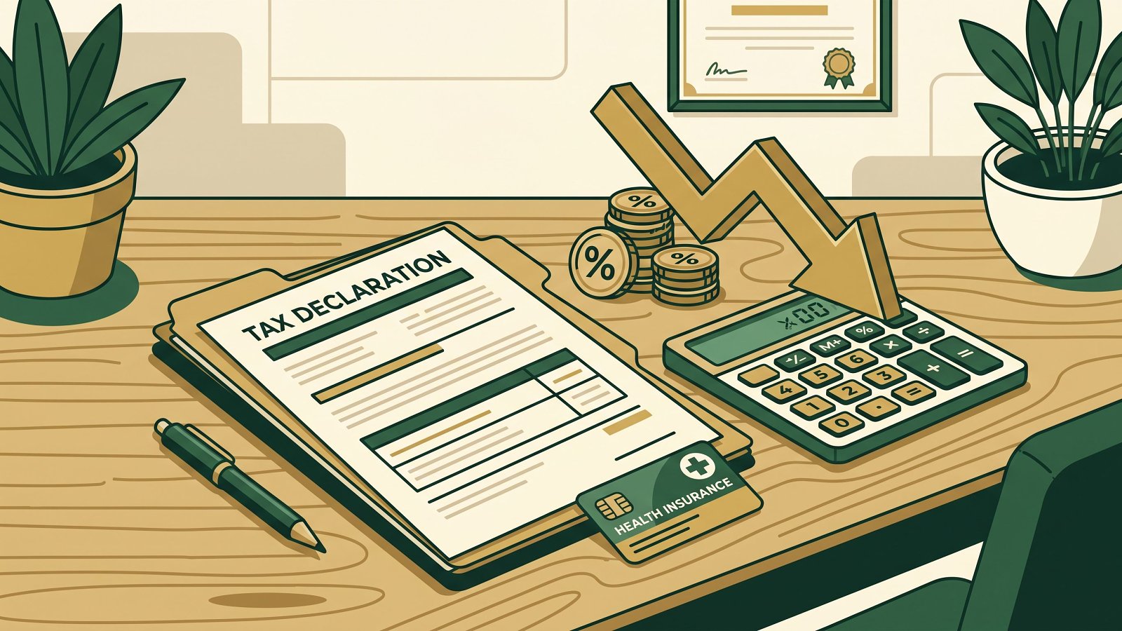 Illustration du calcul de la déduction fiscale Madelin sur la cotisation de mutuelle profession libérale