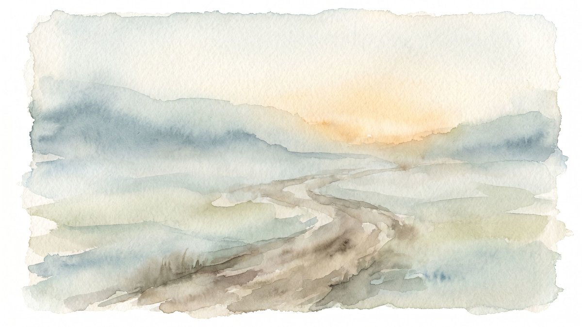 Chemin sortant peu à peu du brouillard, image de l'amélioration progressive de la dysthymie