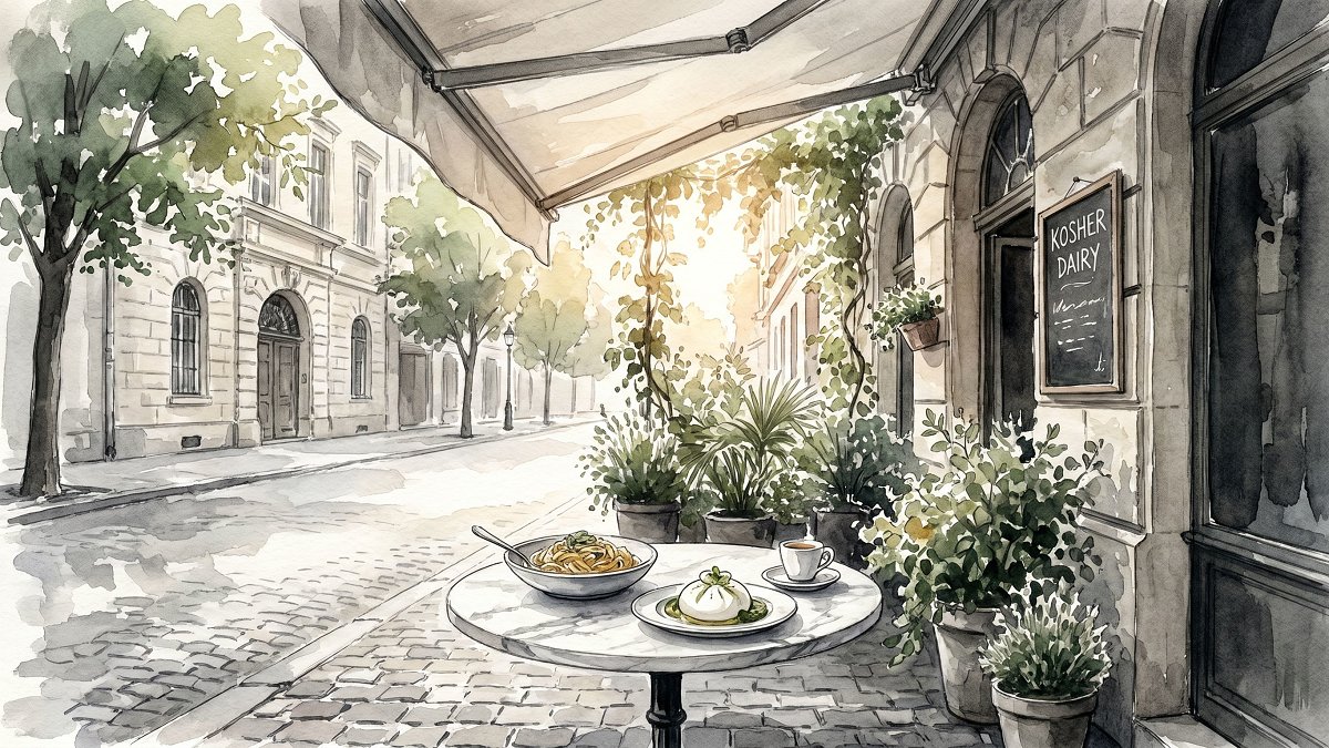 A quiet kosher dairy Italian corner on a leafy Tel Aviv side street set for a second meeting