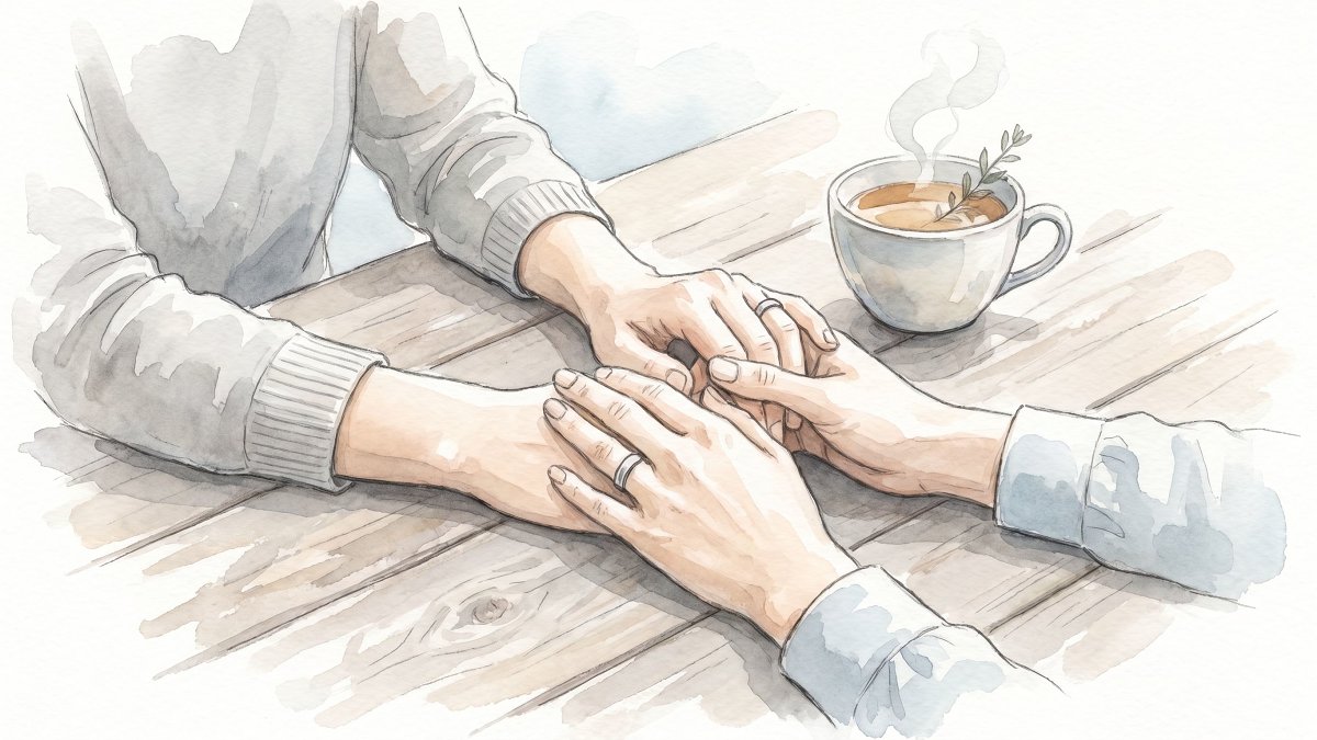 Deux personnes en conversation d'écoute et de soutien, sans jugement