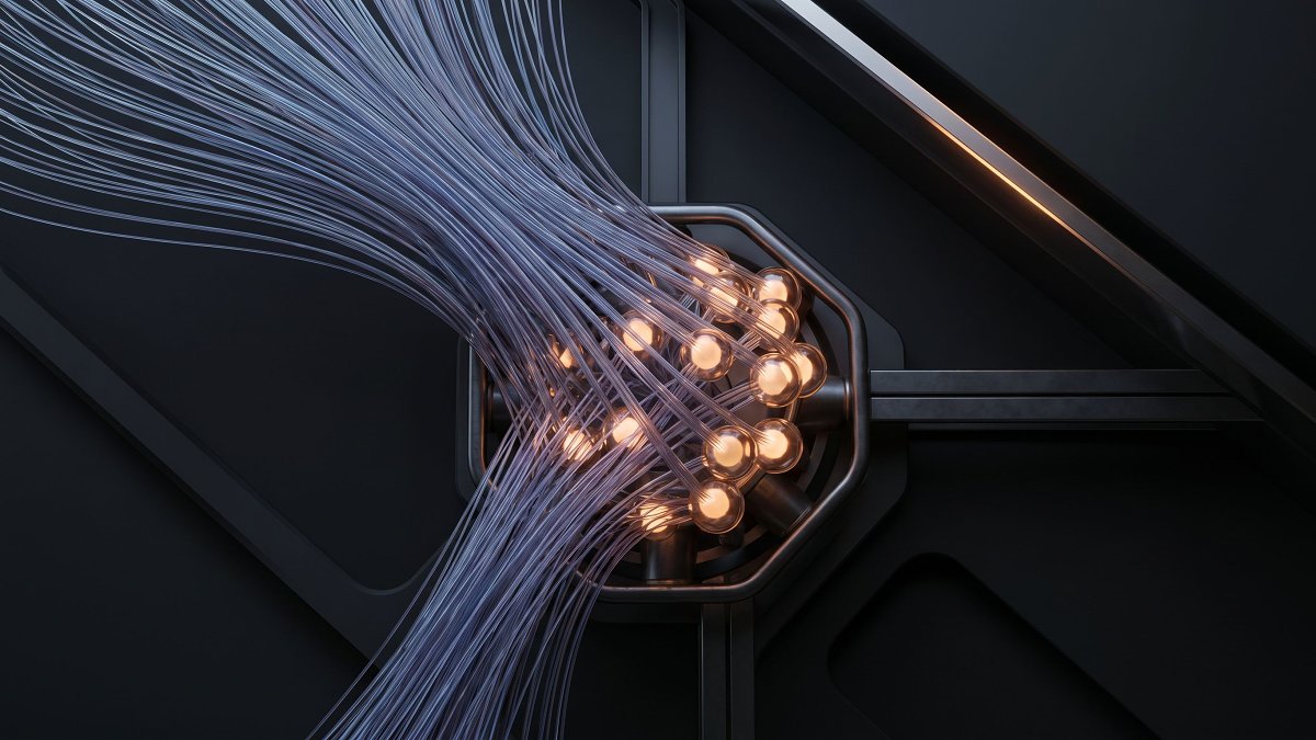 Abstract data pipeline threads converging into a curated golden dataset of glowing nodes