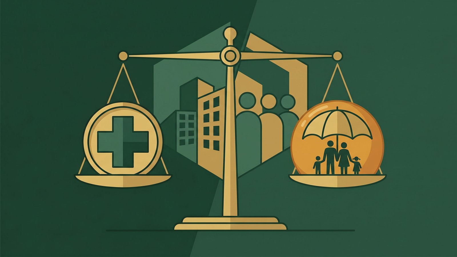 Illustration comparant la couverture santé collective et la prévoyance collective en entreprise
