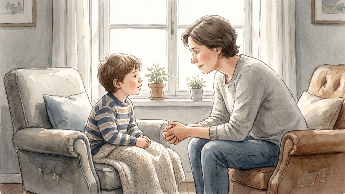 Un parent et son enfant dans un échange d'écoute et de soutien à la maison
