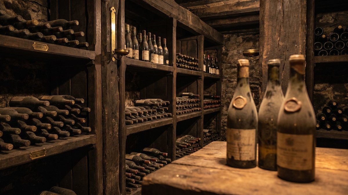 Cave de vieillissement et bouteilles illustrant la dotation en bouteilles d'un GFV