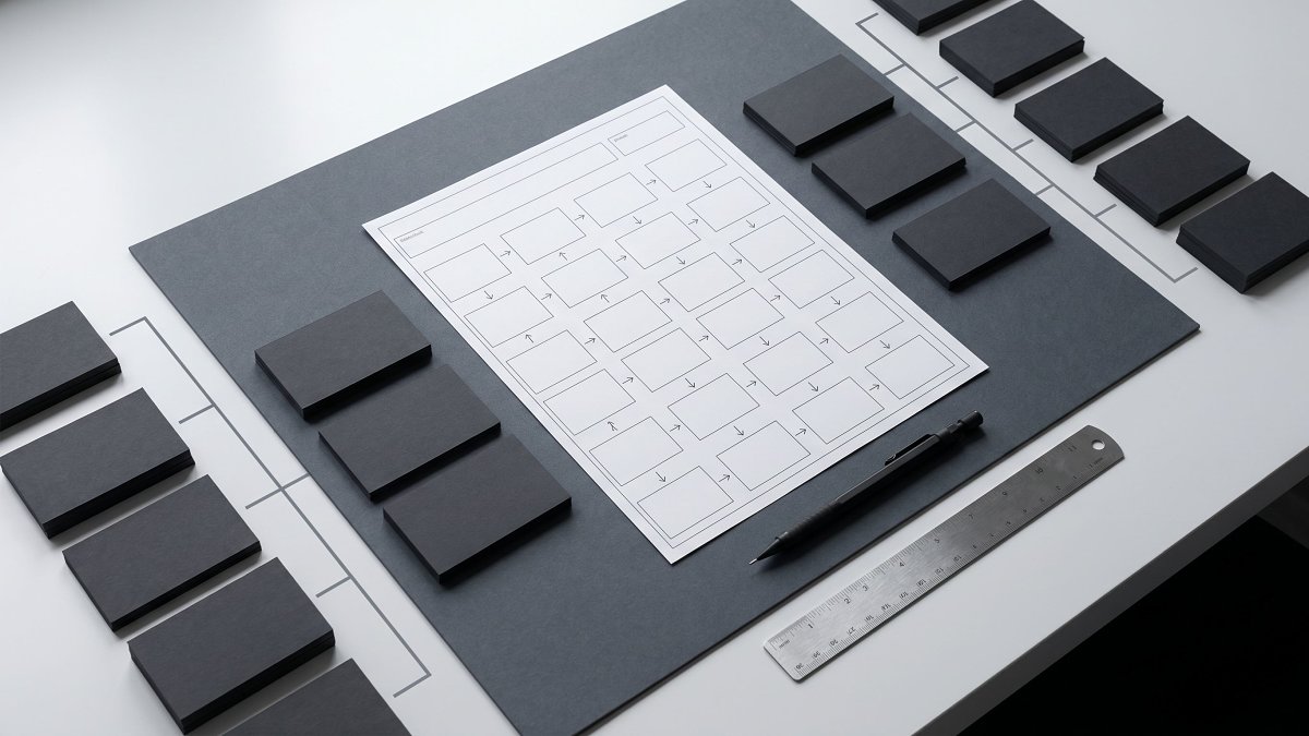 A structured decision worksheet mapping the build versus buy sub-topics on a desk