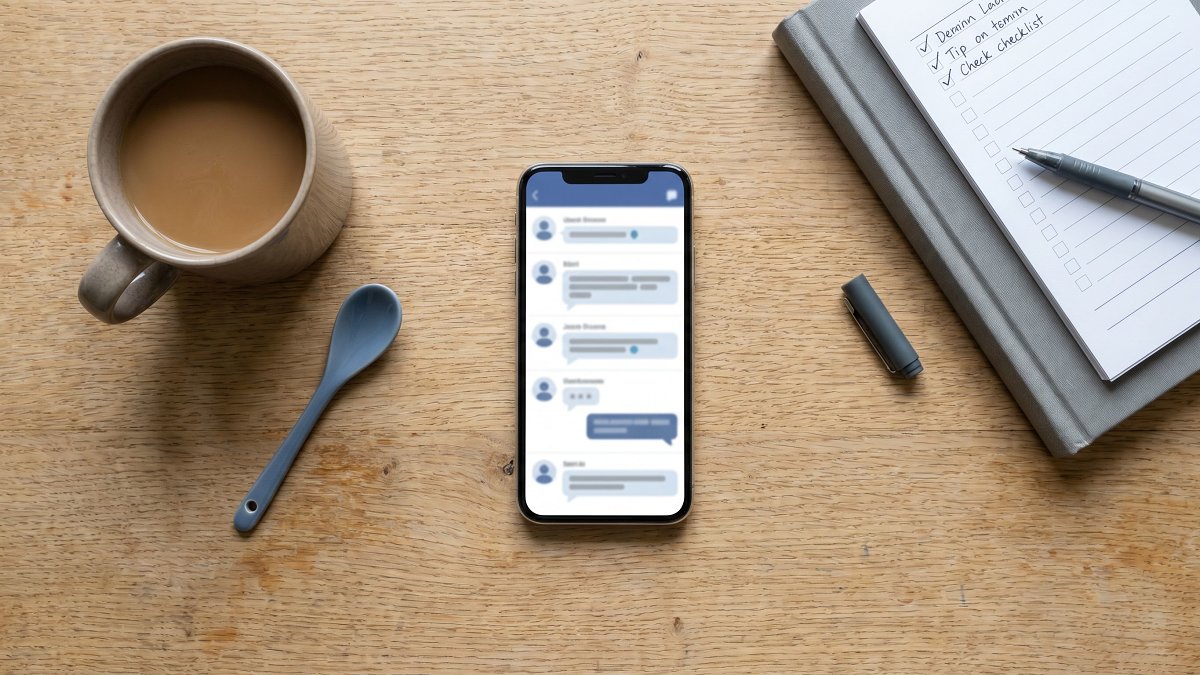 Smartphone affichant une communauté en ligne à côté d'une liste de vérification sur un bureau