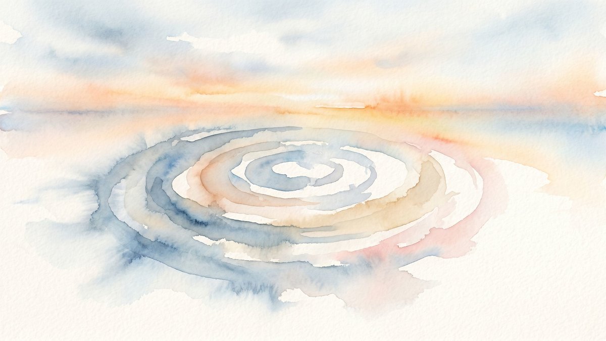 Cercles concentriques s'ouvrant vers un horizon clair, symbole de la sortie du cycle de l'emprise psychologique