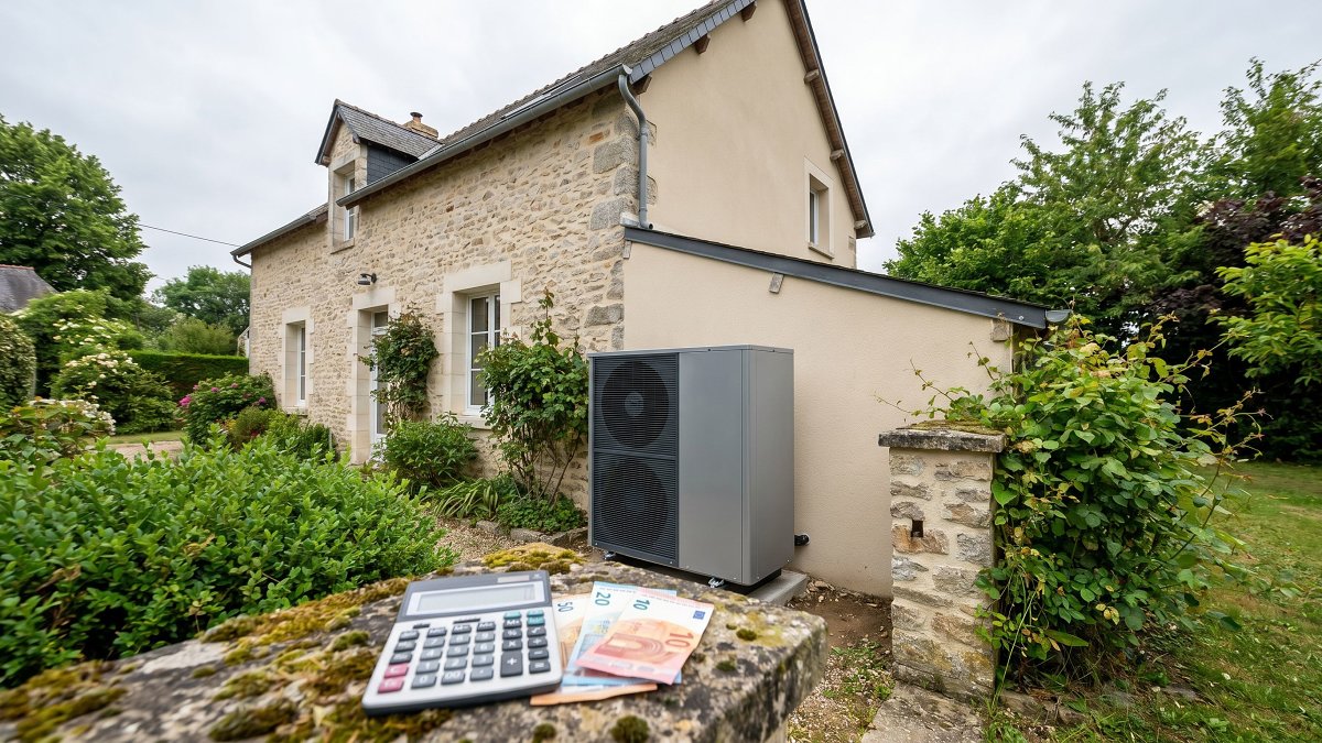 Maison rénovée avec isolation extérieure et pompe à chaleur air-eau financée par les aides