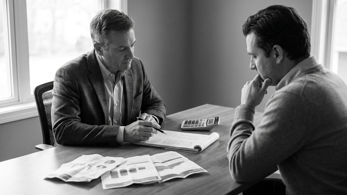 Conseiller et client calculant le rendement net d un club deal après frais sur dix ans