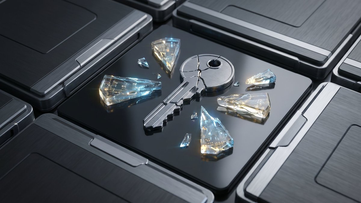 A cryptographic key split into shards across separate hardware security modules