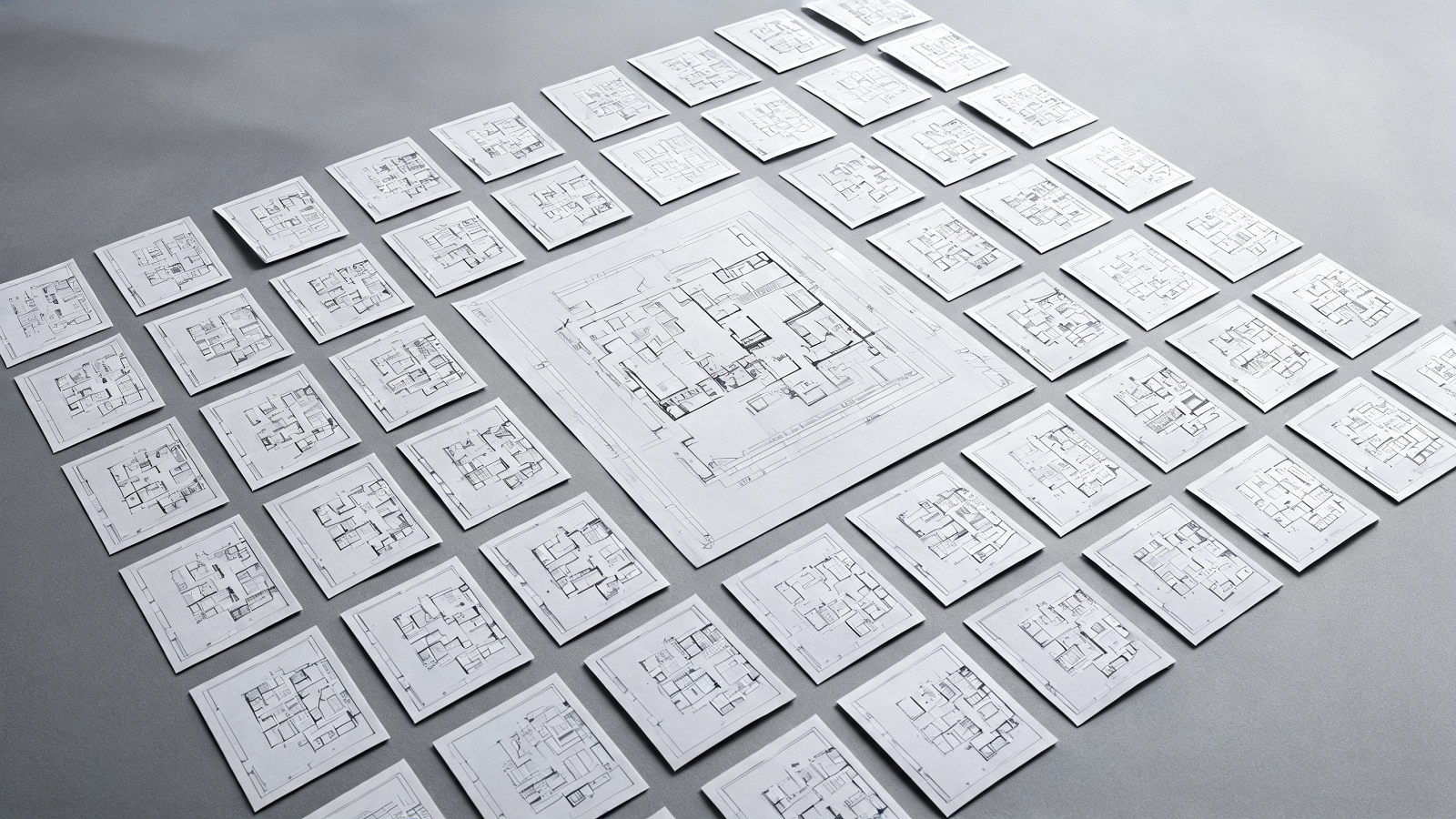 One page template fanning out into a grid of structured pages