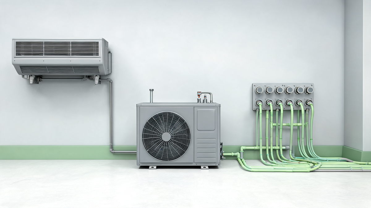 Trois technologies de pompe à chaleur, air/air, air/eau et géothermique, dans une buanderie