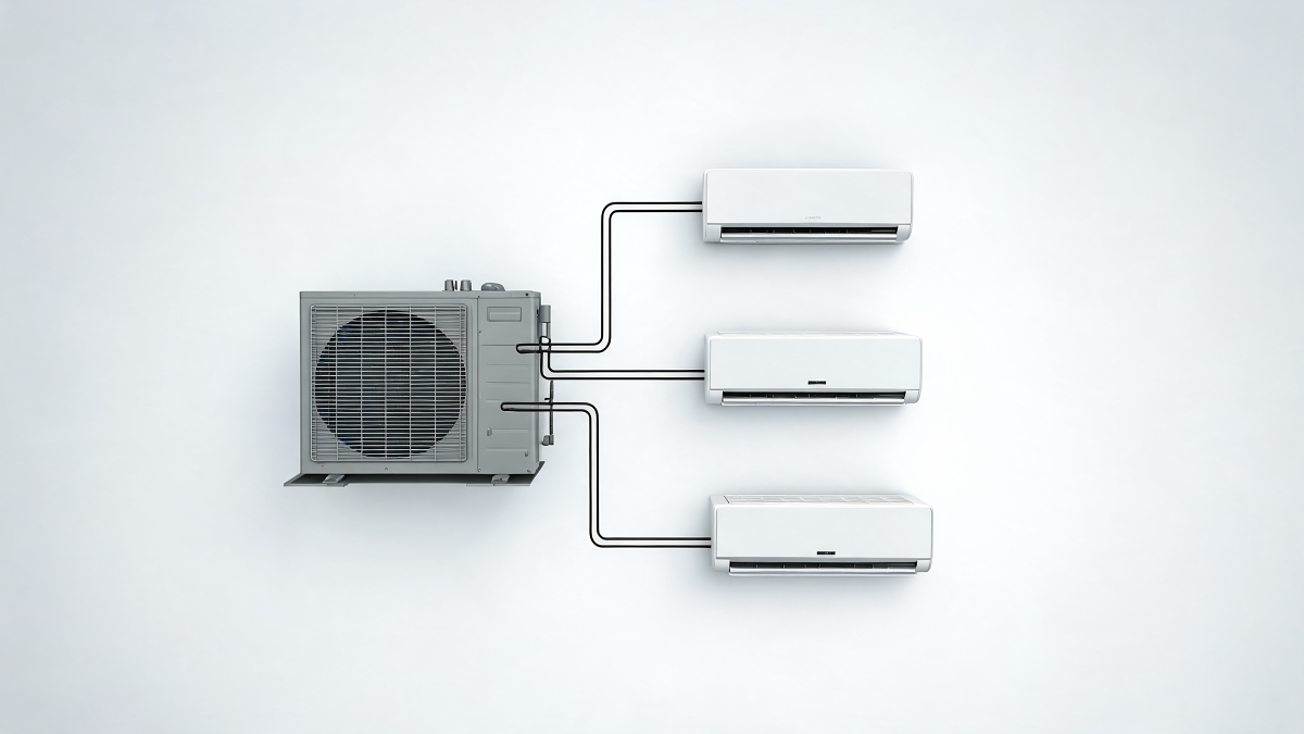Configuration multisplit, une unité extérieure reliée à plusieurs unités intérieures