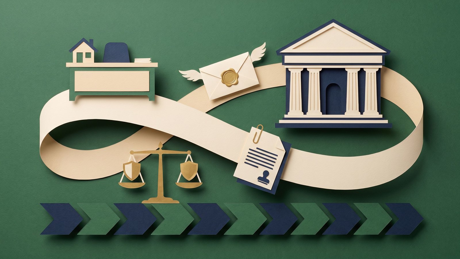 Illustration papier découpé de la demande de substitution envoyée à la banque et de l'avenant retourné sous dix jours ouvrés