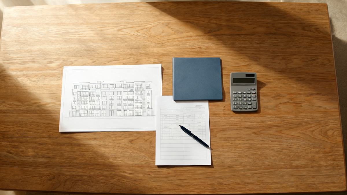 Table de conseil syndical avec le plan de financement chiffré d'une pompe à chaleur collective