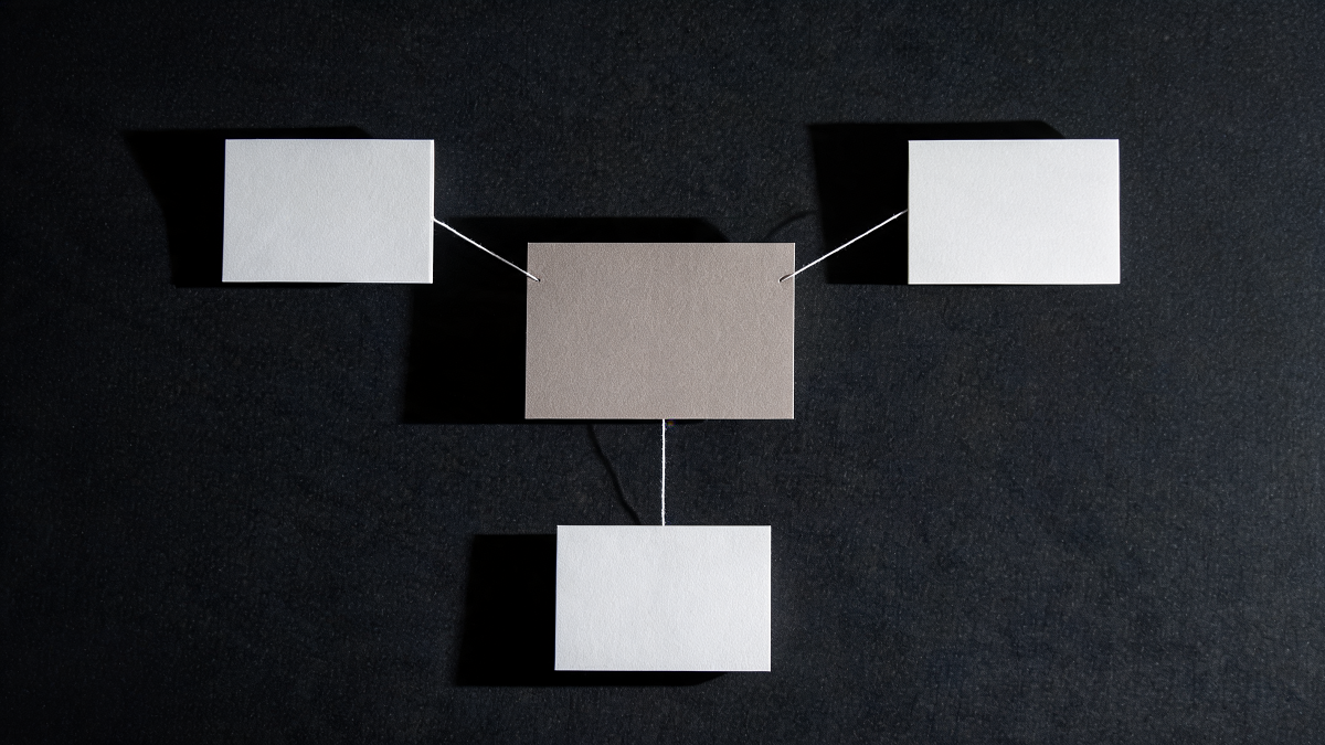 One canonical index card linked outward to three satellite cards