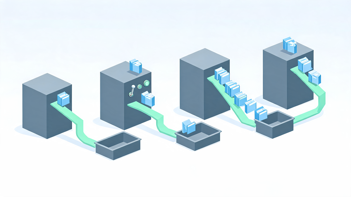 Isometric illustration comparing four documentation platforms emitting different sets of generated files