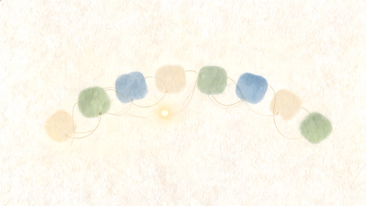 Illustration aquarelle des huit phases du protocole EMDR représentées par une ligne alternant de gauche à droite